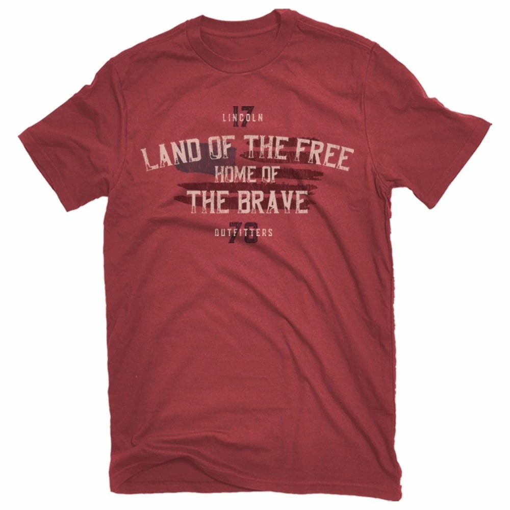 Lincoln Outfitters Men's Short Sleeve Land of the Free T-Shirt Brick Red - LO-151 - T-Shirts 3 Lincoln Outfitters Men's Short Sleeve Land of the Free T-Shirt Brick Red - LO-151 - T-Shirts