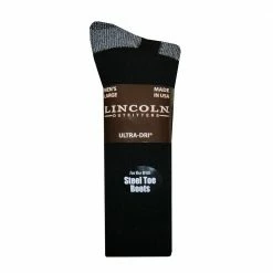 Lincoln Outfitters Men's Ultra-Dri Steel Toe Work Sock 2 Pack Black - L2/837-BL - Socks