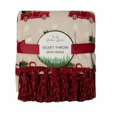 Lincoln Outfitters Orange Velvet 50 x 60 Throw with printed truck Patch applique - RK-VELAP-TRK - Blankets & Bedspreads