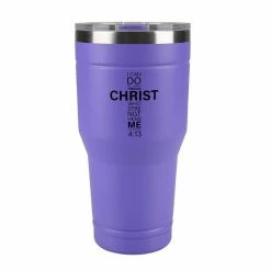 Lincoln Outfitters "All Things Through Christ" 30 oz. Religious Tumbler, Purple - 89-641-0204 - Tumblers