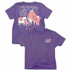 Lincoln Outfitters Youth Girl's Heifer in a Pansy Patch Short Sleeve T-Shirt - LOY-24 - T-Shirts